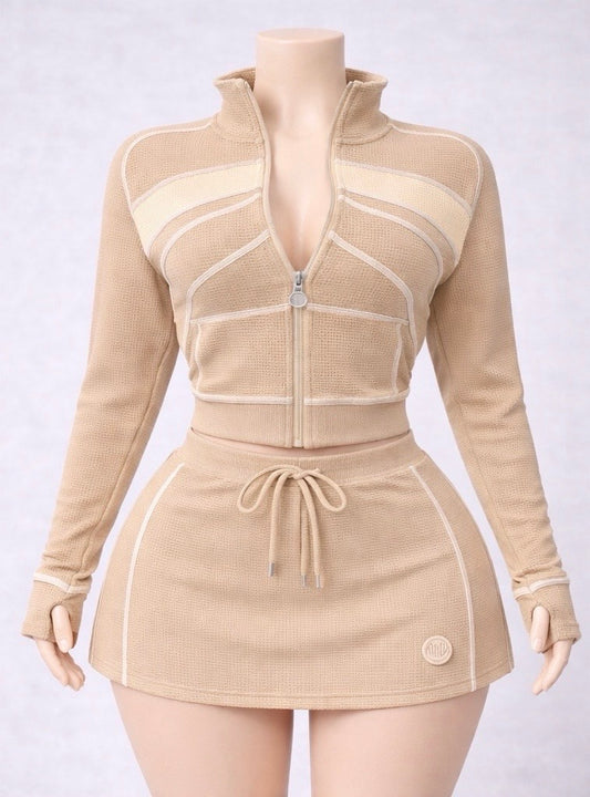 Honeycomb skirt set (Nude)