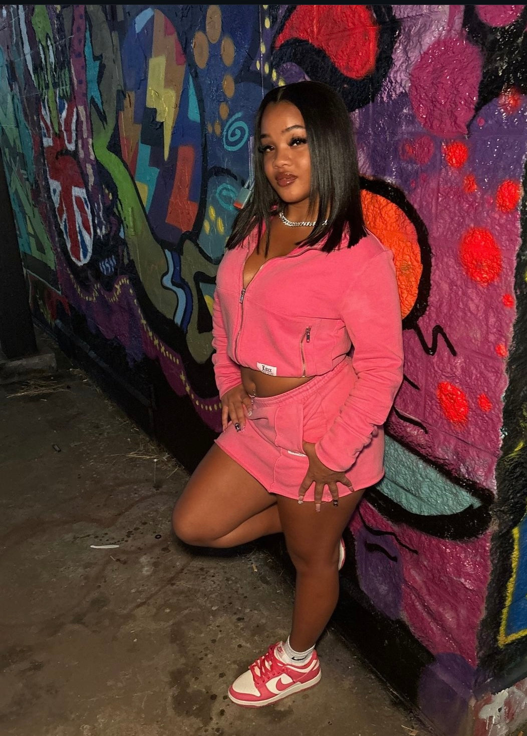 Acid Pink Skirt Set