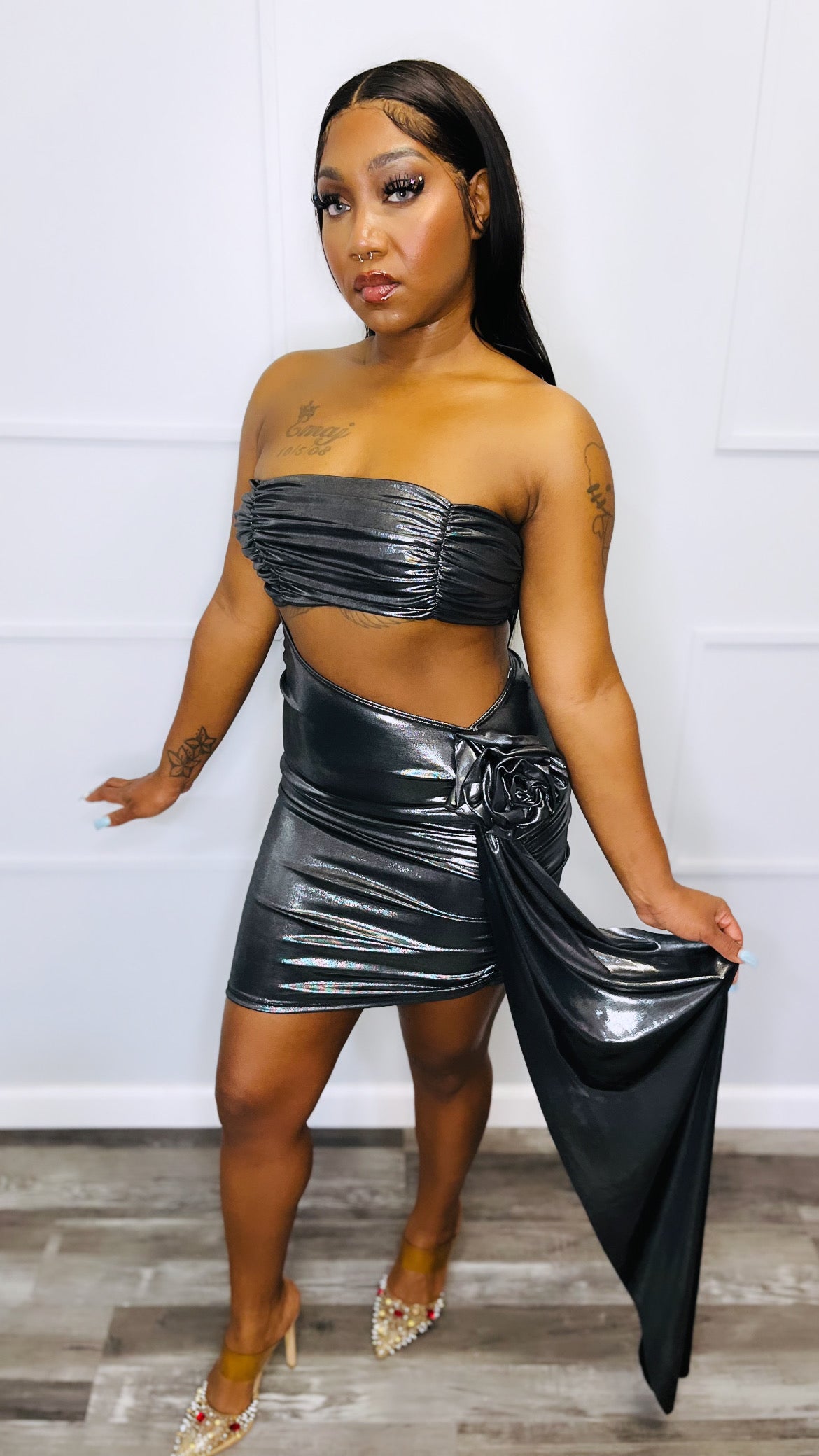 Take me home metallic dress