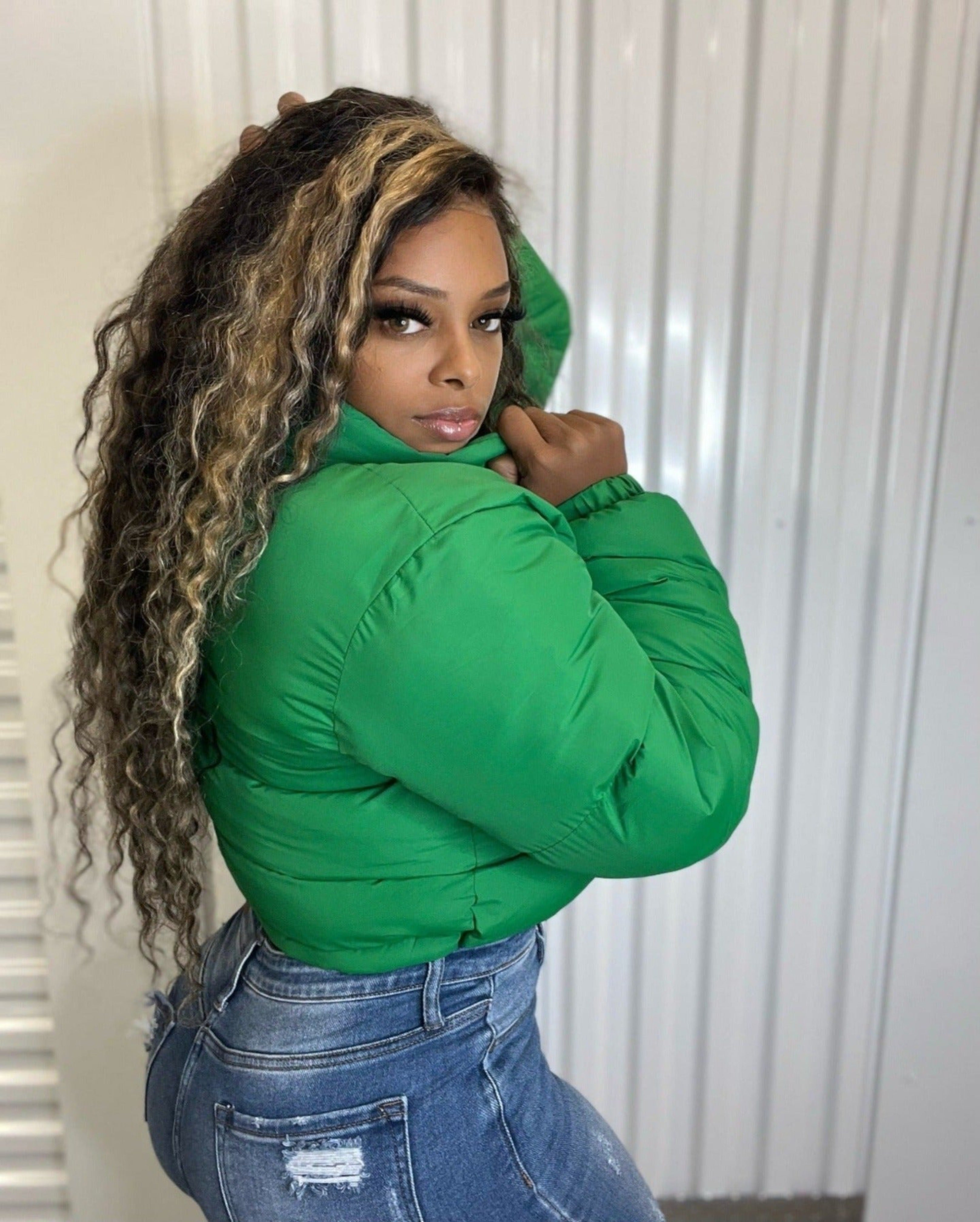 Sasha Crop Puffer (Green)